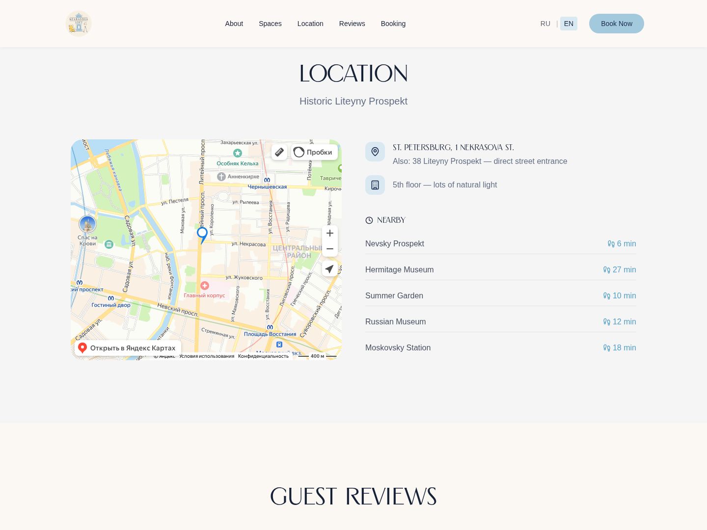 Nekrasova Loft location map with nearby landmarks
