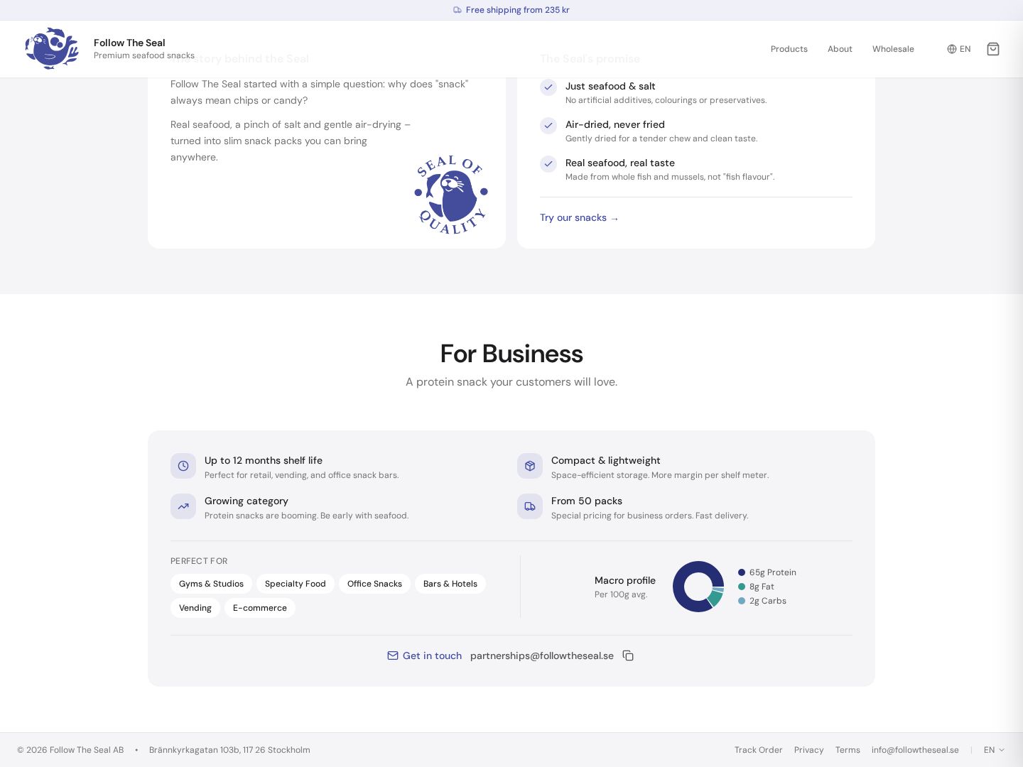 Follow the Seal wholesale section for business buyers